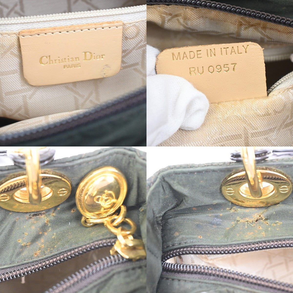 CHRISTIAN DIOR Lady 2Way Shoulder Hand Bag Nylon Patent Leather KI GHW 72YH877
