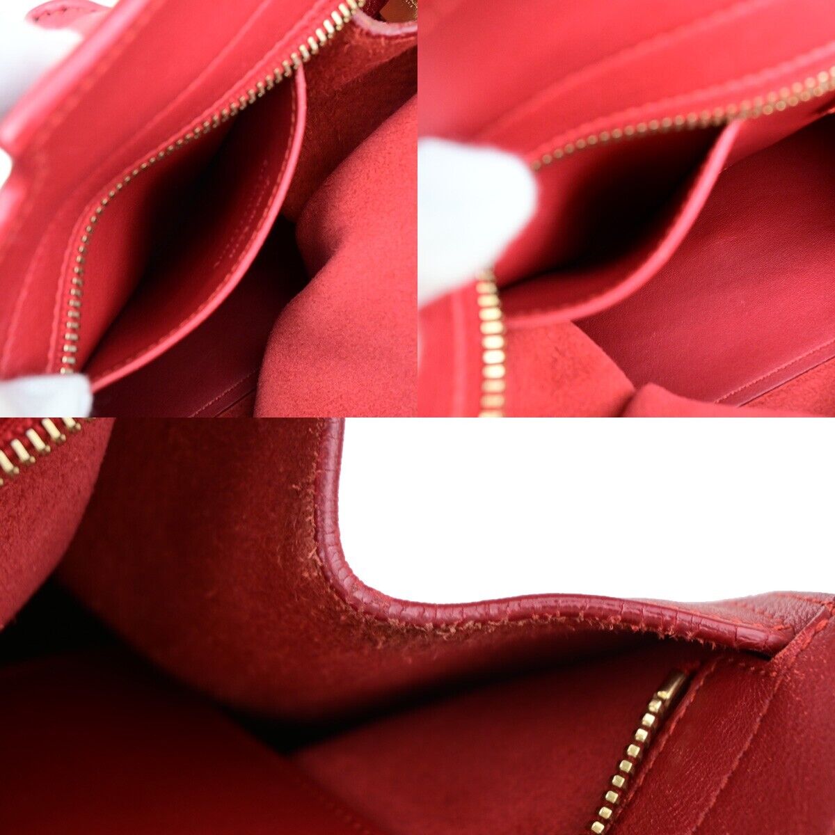 SAINT LAURENT YSL Logo Cabas 2 Way Hand Bag Leather Red GHW Italy 29EC867