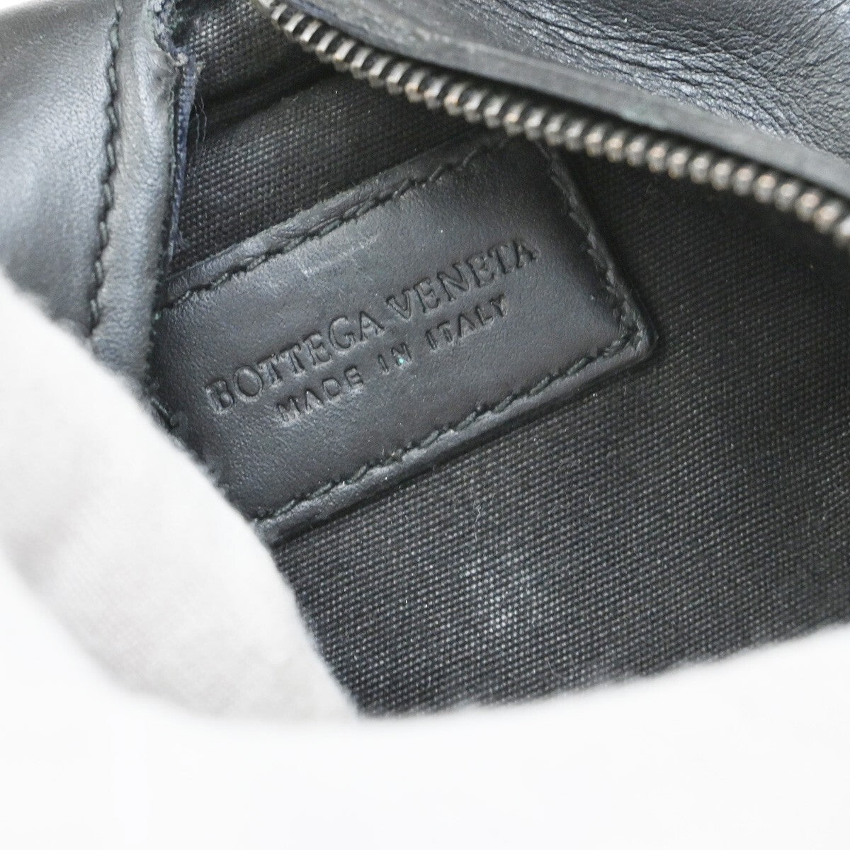 BOTTEGA VENETA Intrecciato Chain Coin Case Wallet Leather Black Italy 65EE897