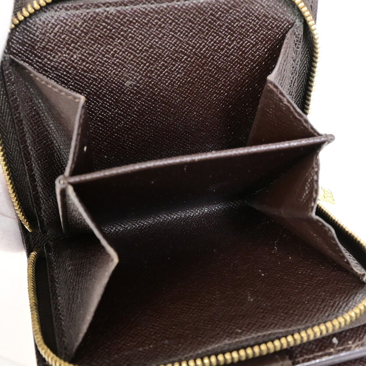 LOUIS VUITTON 3 Set Long Bifold Wallet Damier Ebene Azur Brown White 34YF077