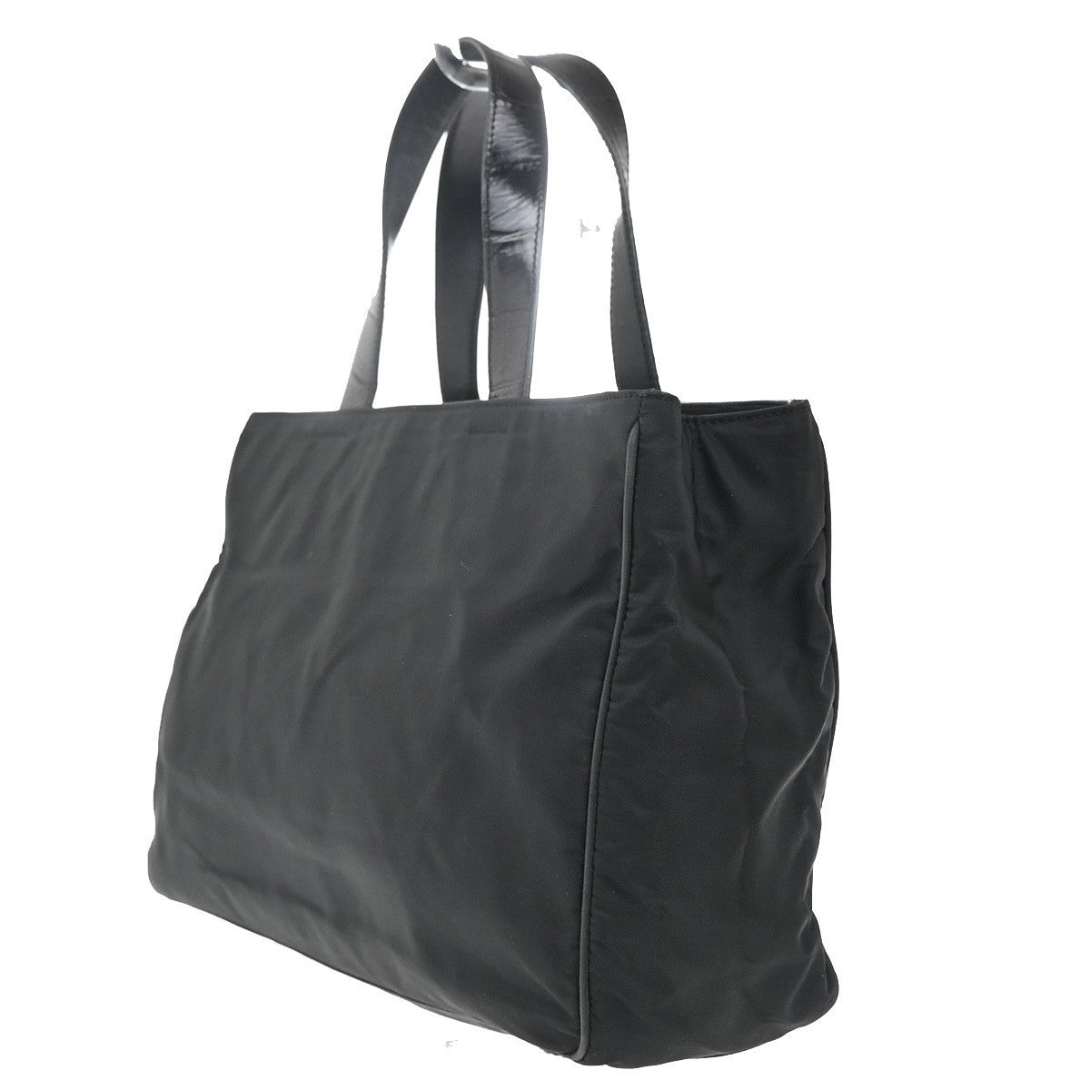 PRADA Logo Tessuto Shoulder Tote Hand Bag Nylon Leather Black Italy 69MA401