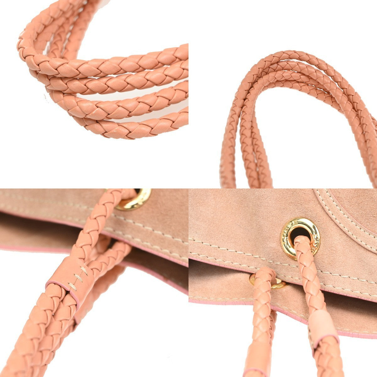 LOEWE Logo Crown Tote Shoulder Hand Bag Suede Skin Leather Pink GHW 72CA703