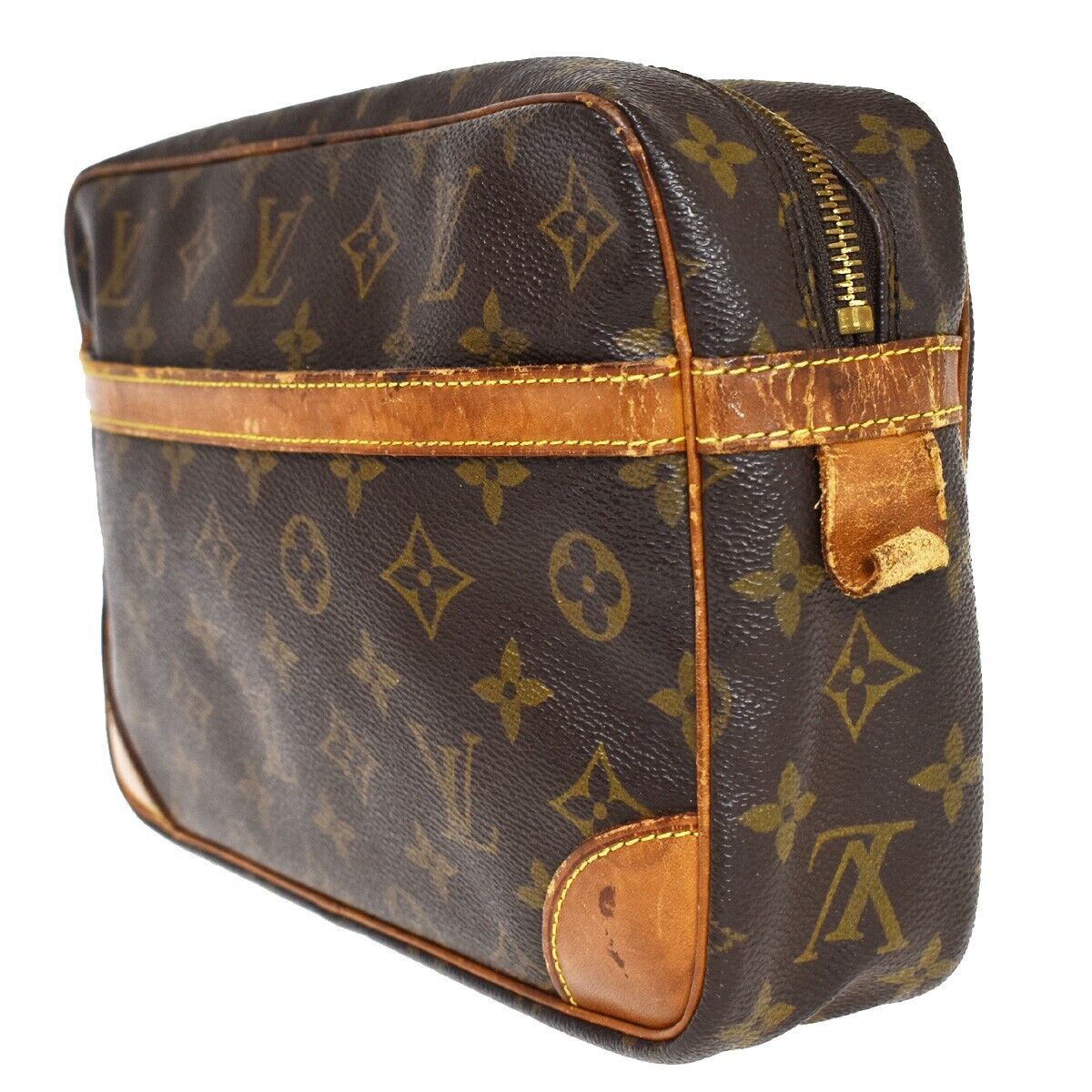 LOUIS VUITTON Compiegne 28 Clutch Bag Monogram Leather Brown GHW M51845 65EA823