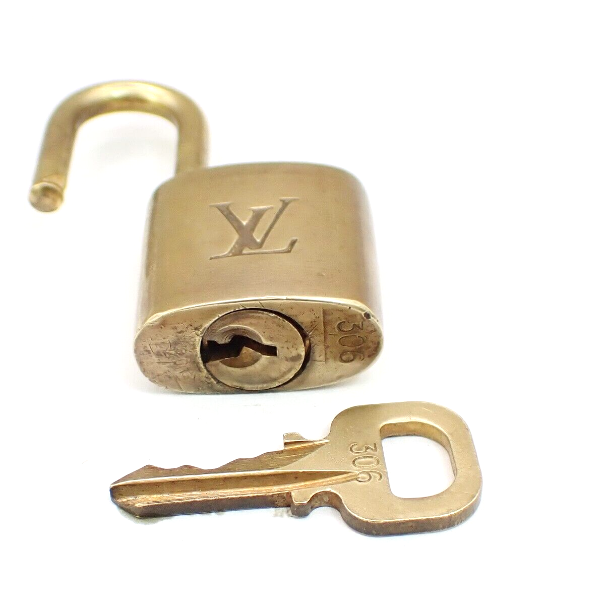 LOUIS VUITTON LV 10 Set  Padlock Key Bag Charm Cadena Gold Plated France 37YF806