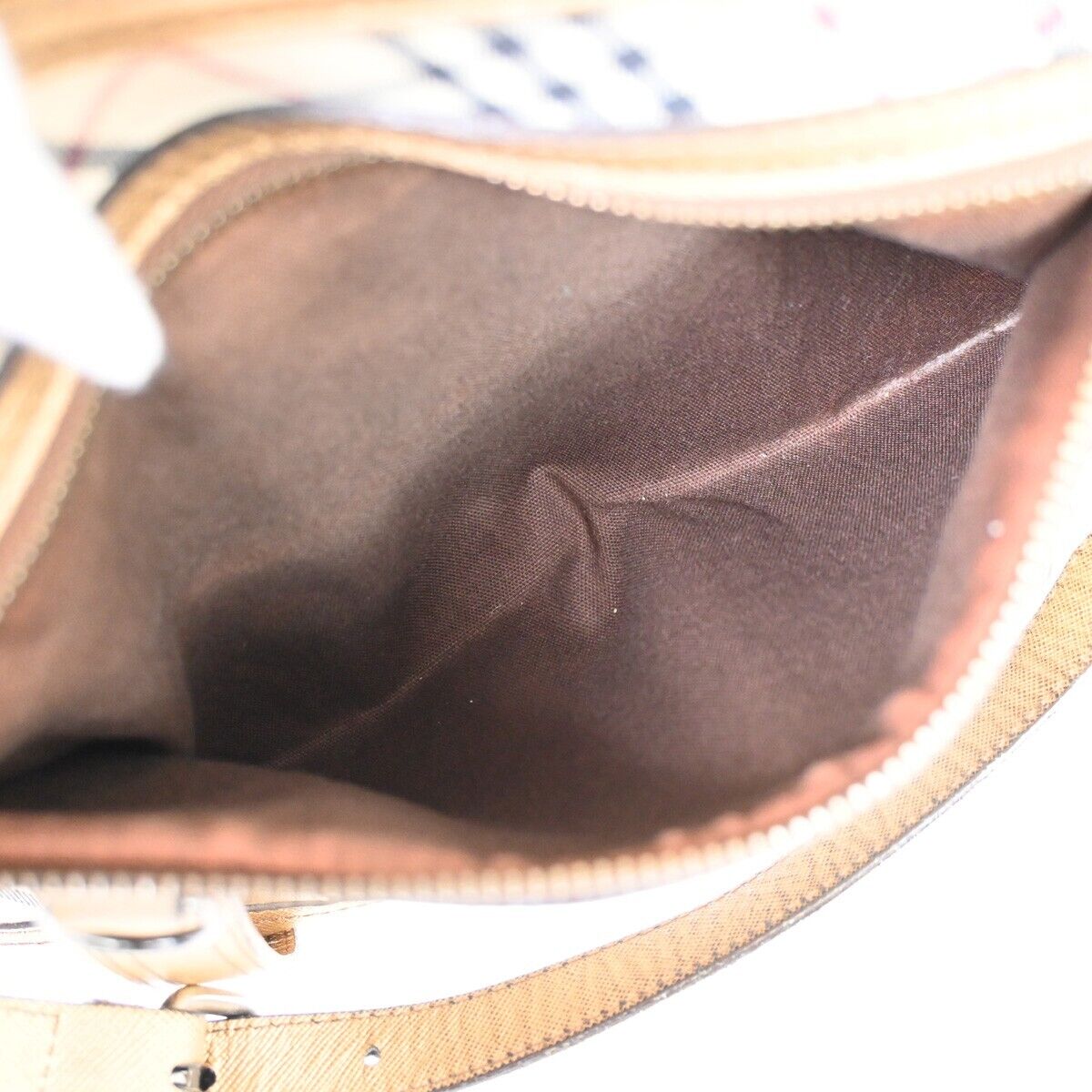 BURBERRY Logo Nova Check Shoulder Bag Canvas Leather Beige Gold Silver 60HB657