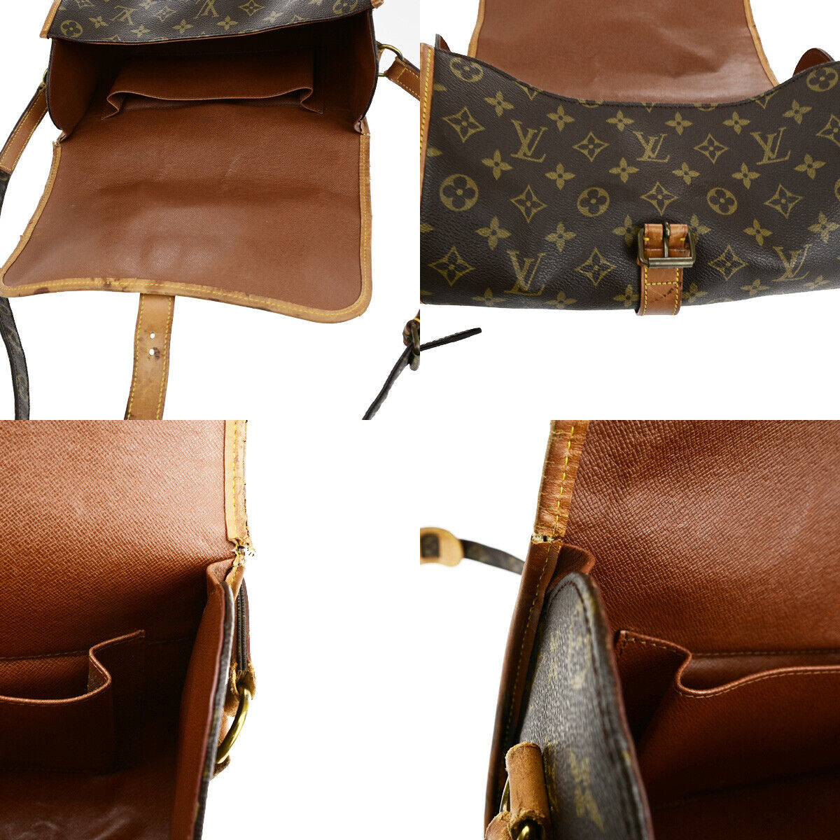 LOUIS VUITTON Logo Marne Shoulder Bag Monogram Leather Brown M51369 80YF508