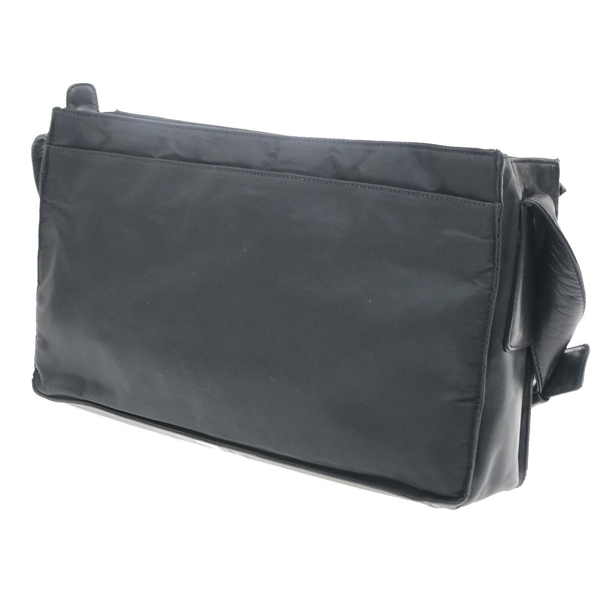 PRADA MILANO Logo Tessuto Shoulder Bag Nylon Leather Black 62SA169
