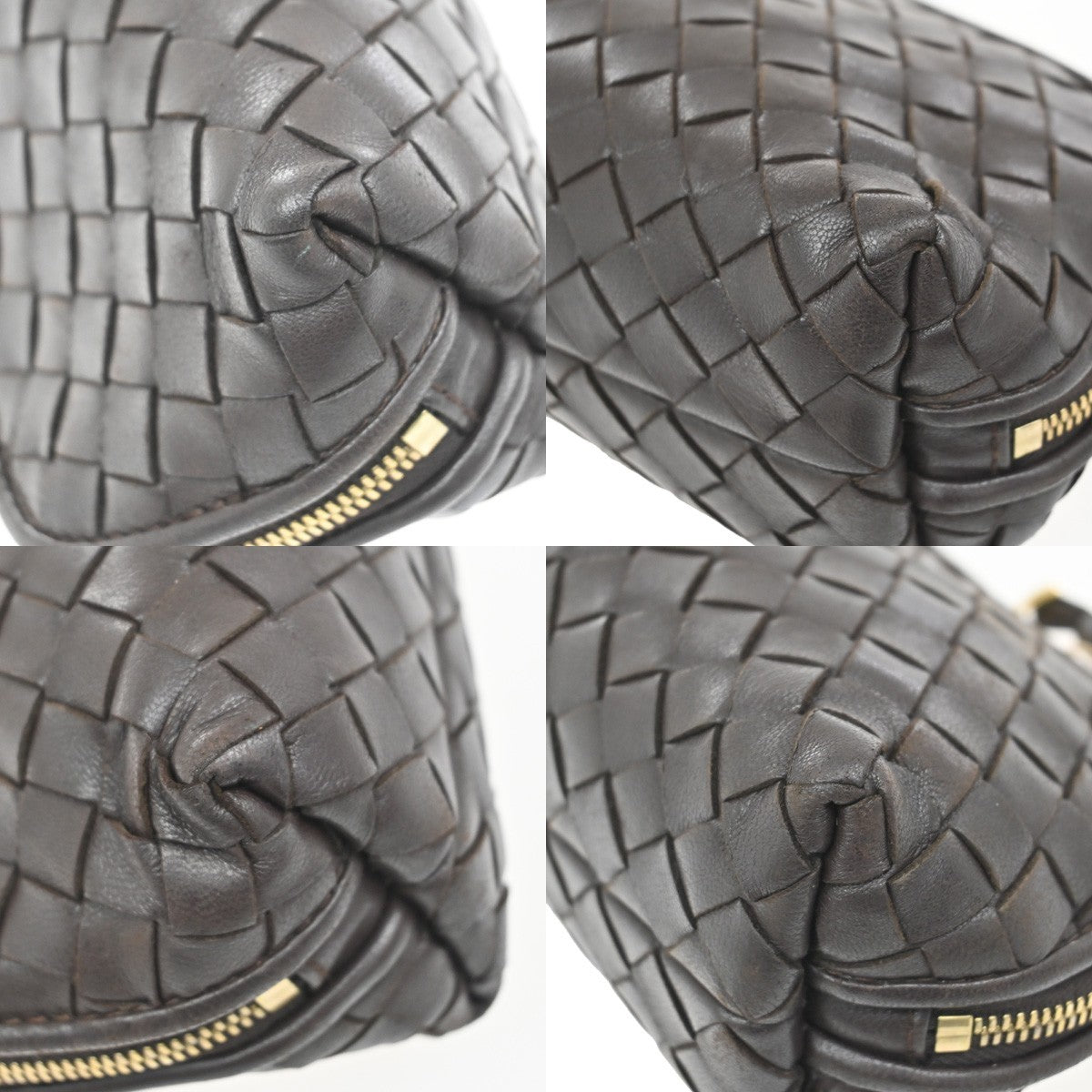 BOTTEGA VENETA Intrecciato Mini Pouch Bag Leather Brown 02EG079