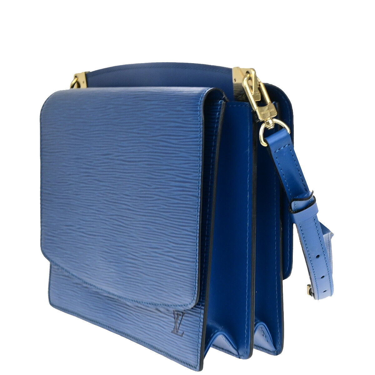 LOUIS VUITTON Grenell Both Flap Shoulder Bag Epi Leather Blue M52365 87YF336