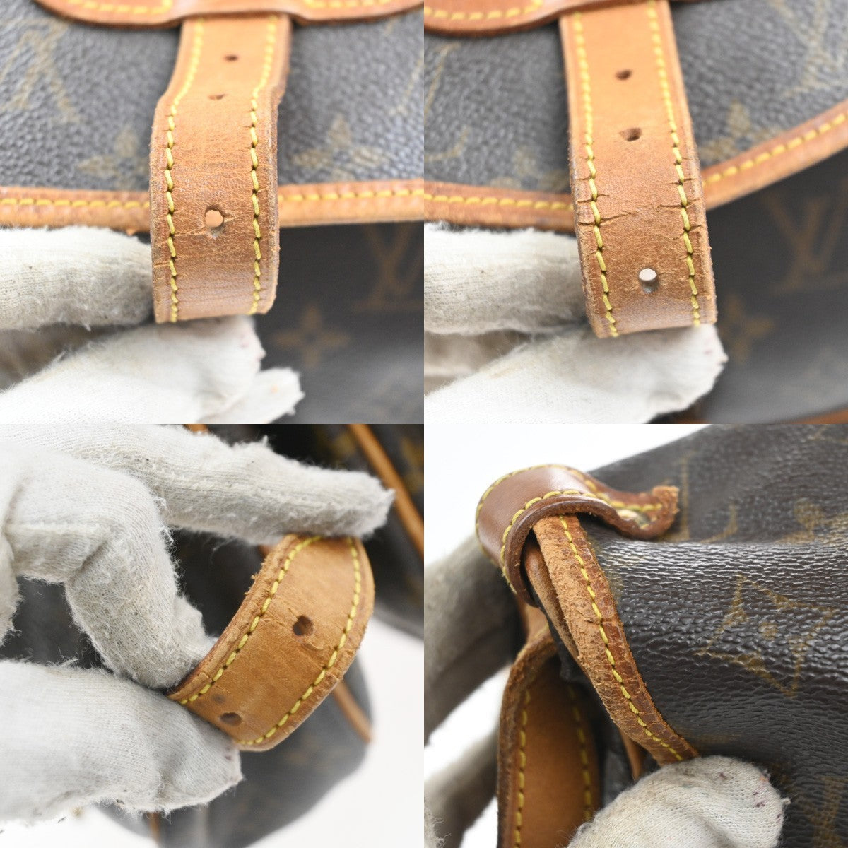 LOUIS VUITTON Logo Saumur 30 Shoulder Bag Monogram Leather Brown M42256 73MA362
