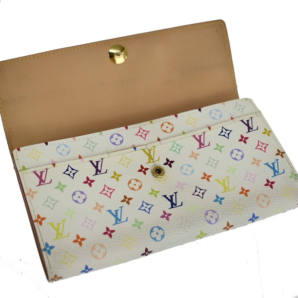LOUIS VUITTON Long Bifold Wallet Portefeuille Sara multi White M93532 64SH084
