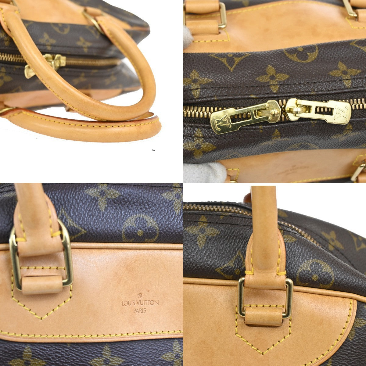 LOUIS VUITTON LV Logo Deauville Hand Bag Monogram Leather Brown M47270 76DA003