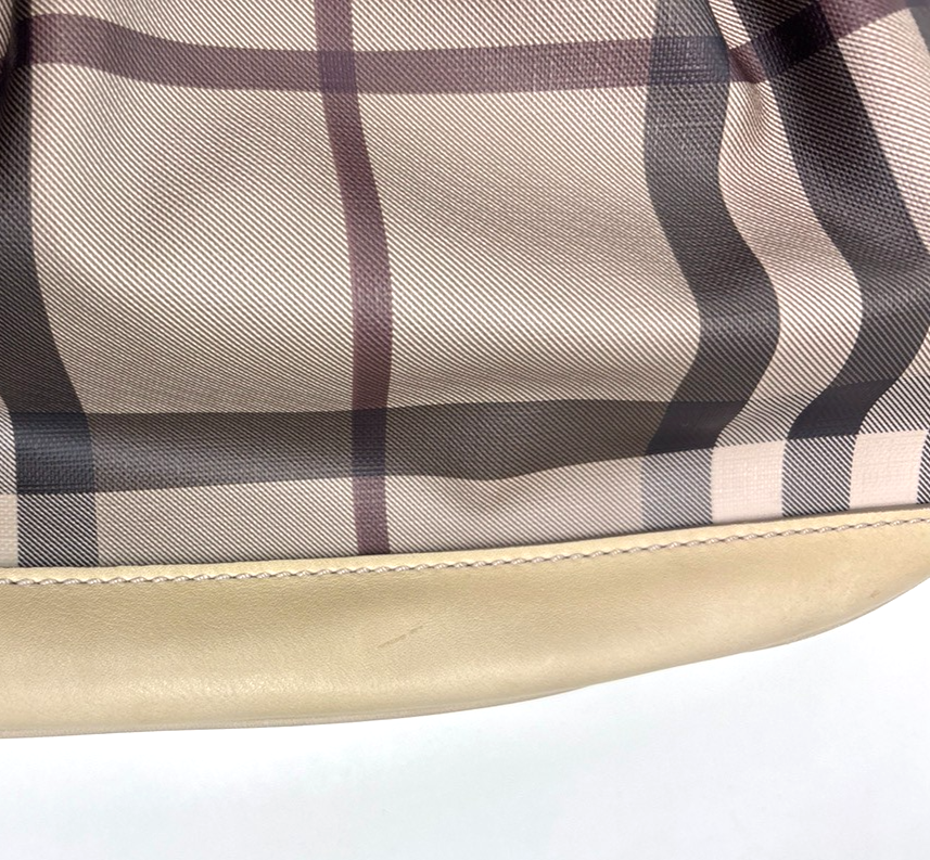 BURBERRY Logo Nova Check pattern Shoulder Hand Bag PVC Leather Beige 36MA197