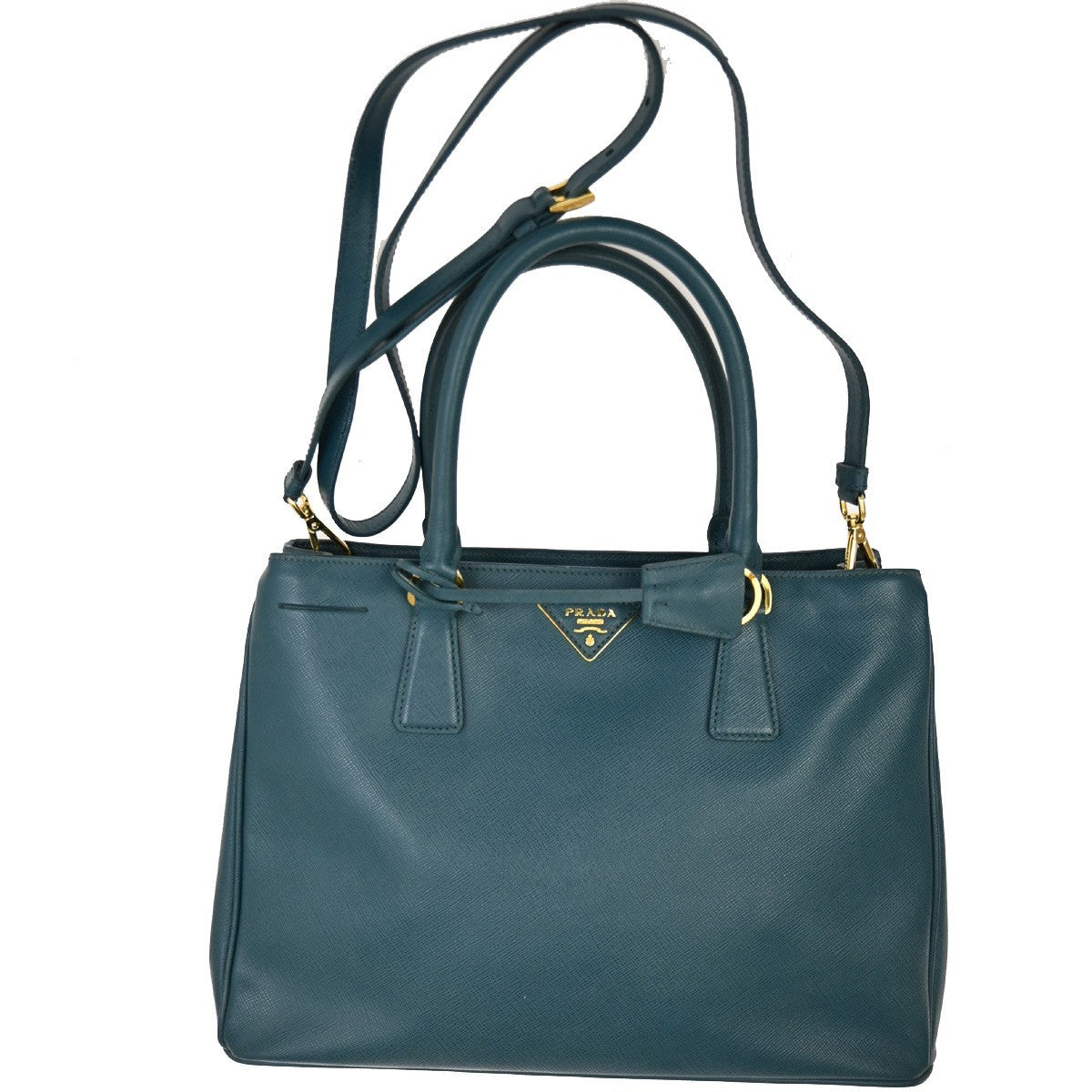 PRADA  Logo Hand Bag Saffiano Leather Green GHW Italy 28TA285