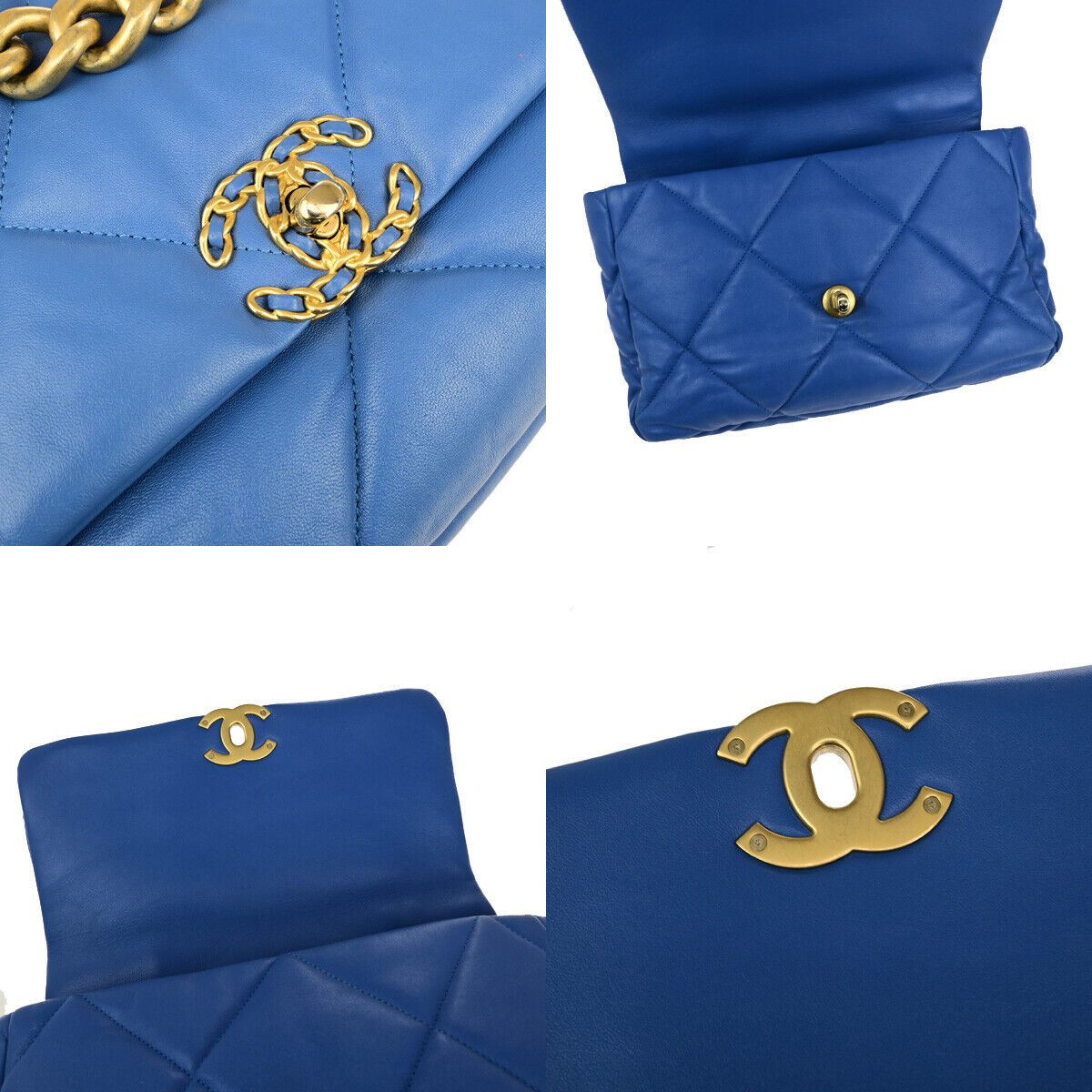 CHANEL 19 CC Logo Matelasse Chain 2Way Shoulder Hand Bag Leather BE GHW 741RK739