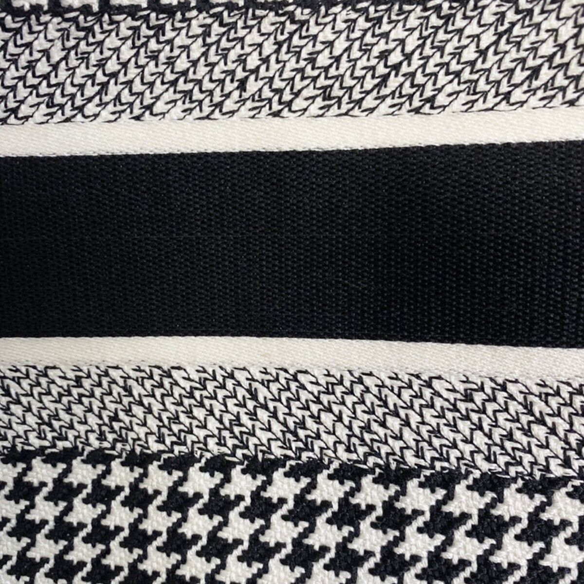 CHRISTIAN DIOR Book Tote Medium Hand Bag Houndstooth Canvas Leather BK 307LC341