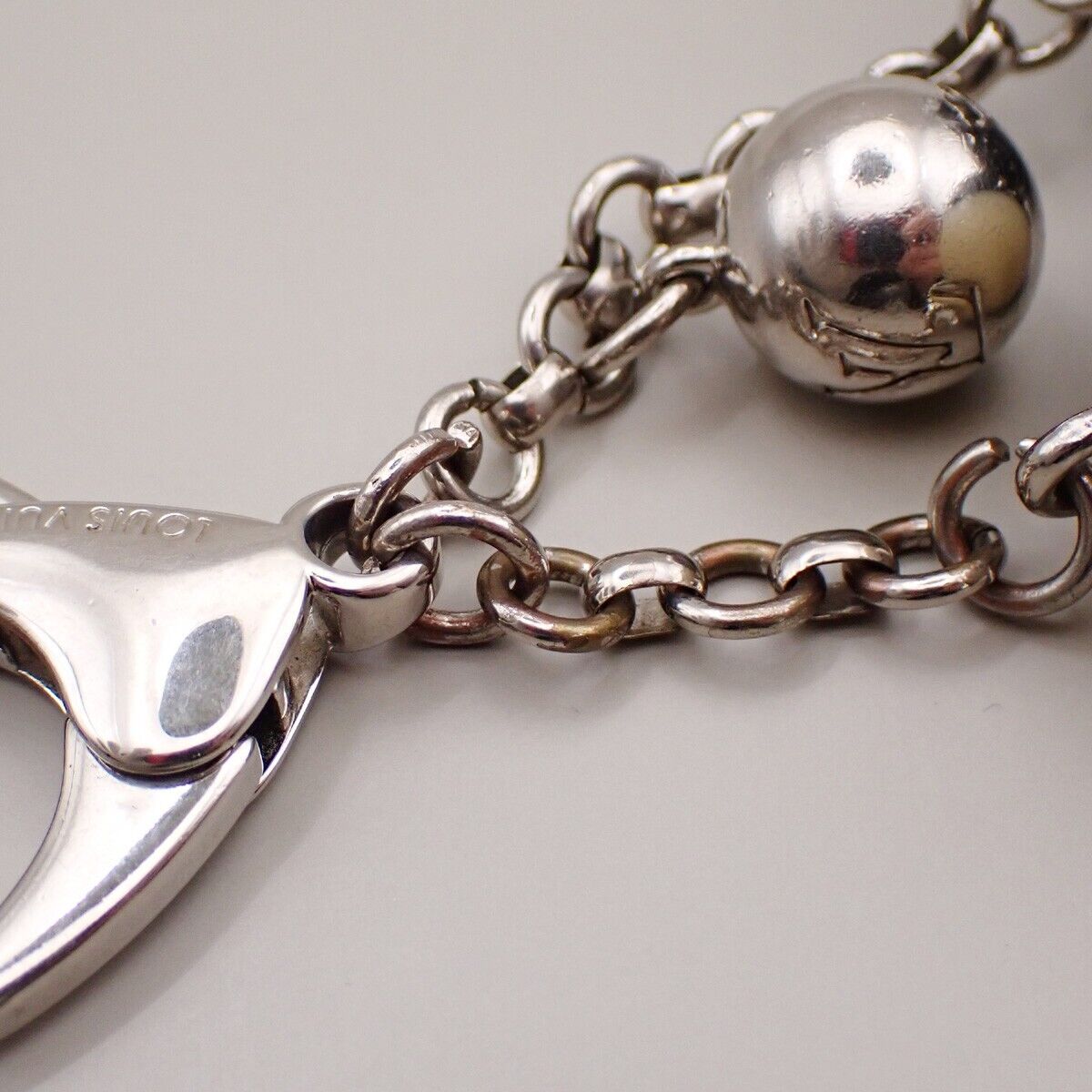 LOUIS VUITTON Logo Bijoux Sac Mini Lin Bag Charm Silver Black M65701 61YG571