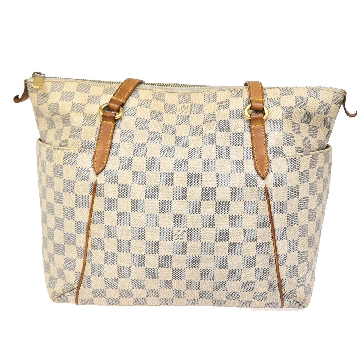 LOUIS VUITTON Totally MM Shoulder Bag Damier Azur Leather White N51262 76ZA274