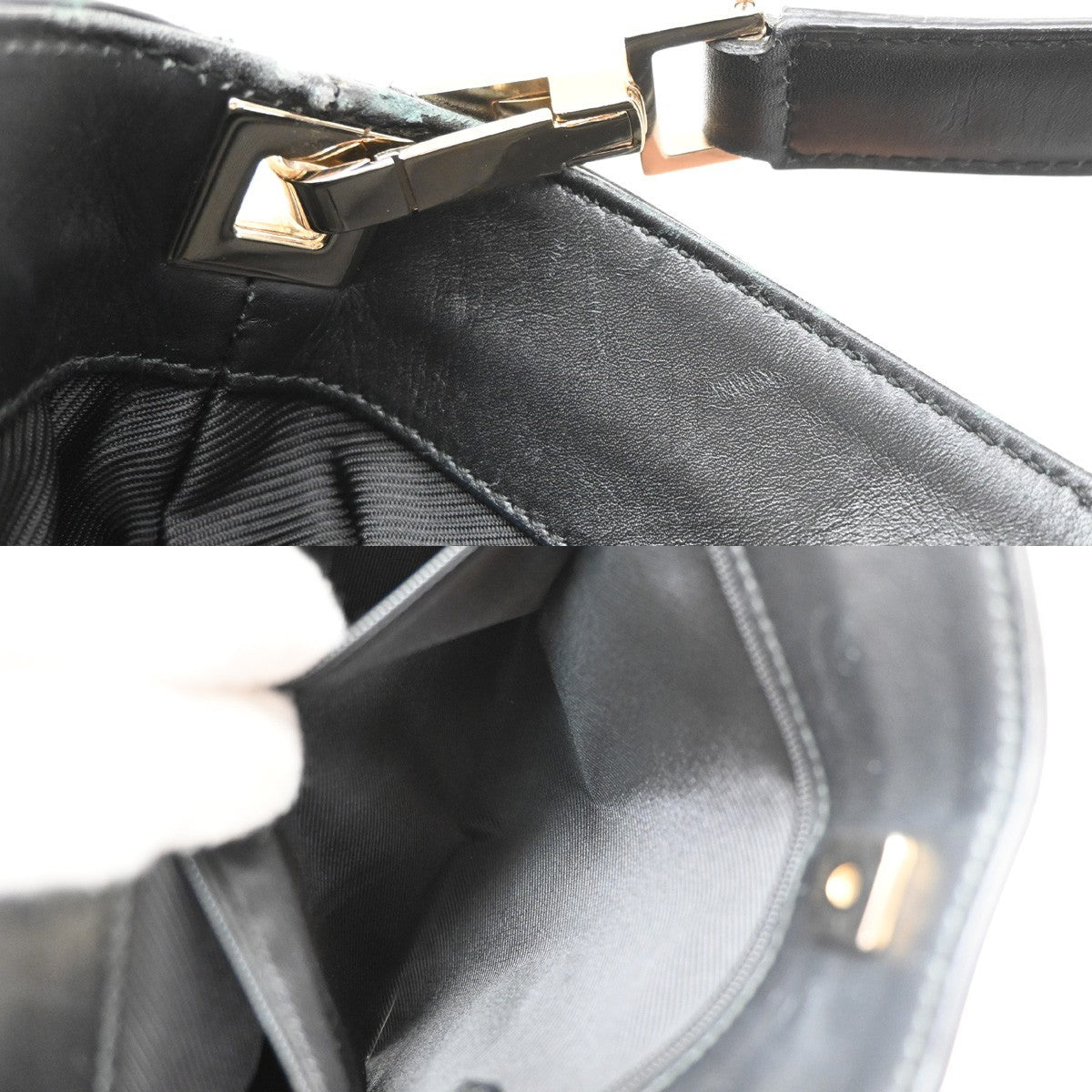 GUCCI Logo GG Pattern Shoulder Tote Bag Canvas Leather Black SHW Italy 63SA161