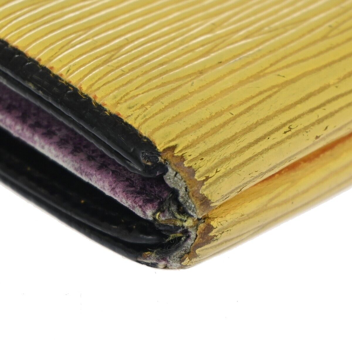 LOUIS VUITTON LV 2 Set Bifold Trifold Wallet Epi Leather Yellow Lilac 07EA201