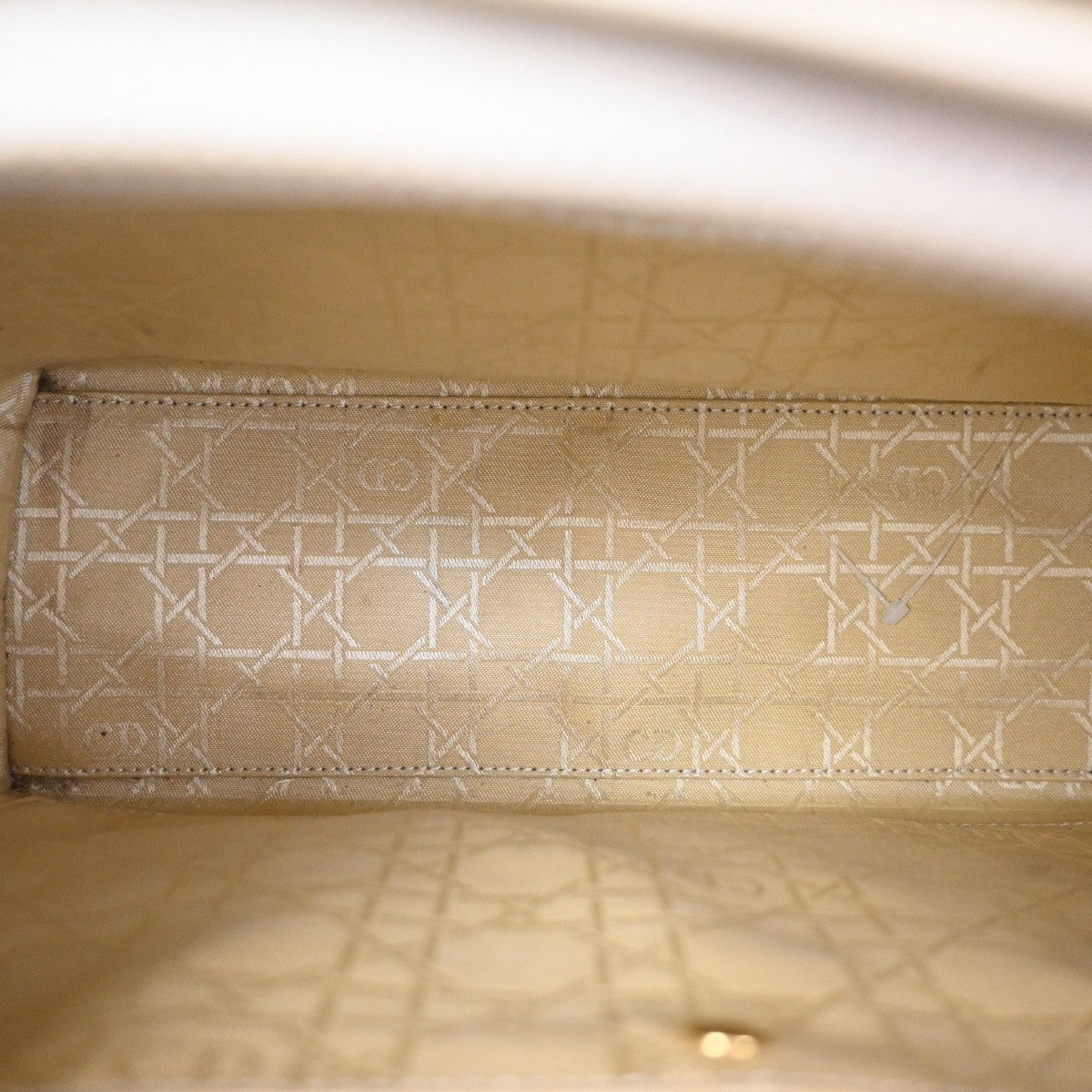 CHRISTIAN DIOR Malice Pearl 2Way Shoulder Bag Patent Leather Beige Italy 88KC463