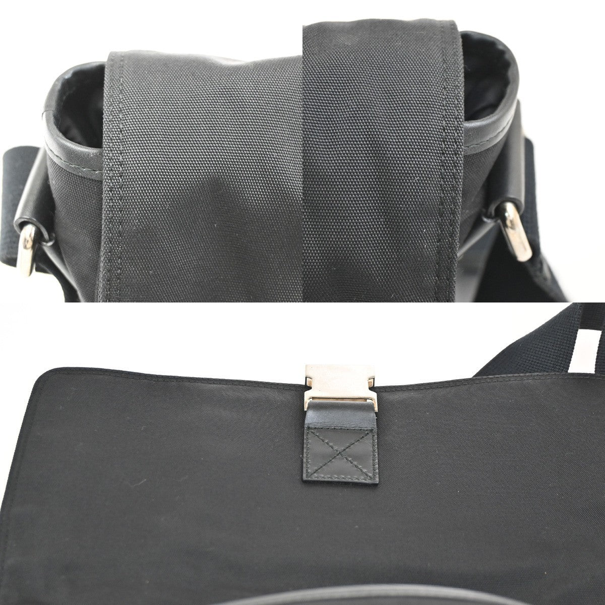 GUCCI Logo Sherry Messenger Shoulder Bag Canvas Leather Black SHW Italy 83KC636