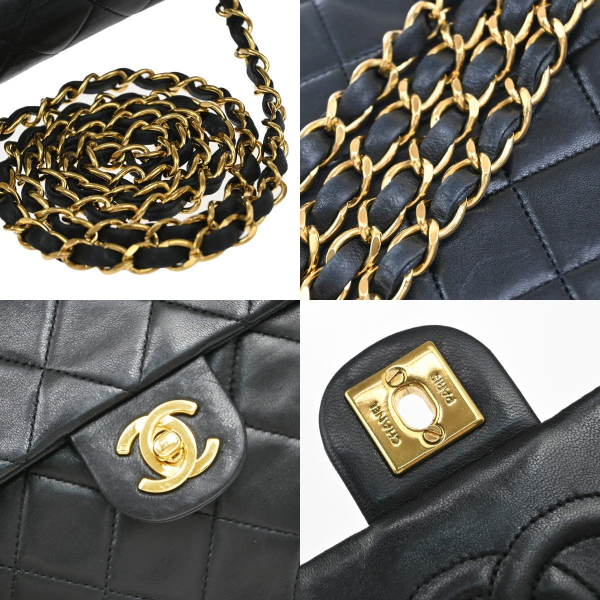 CHANEL CC Mini Matelasse Chain Shoulder Bag Leather Black GHW Vintage 321RF614