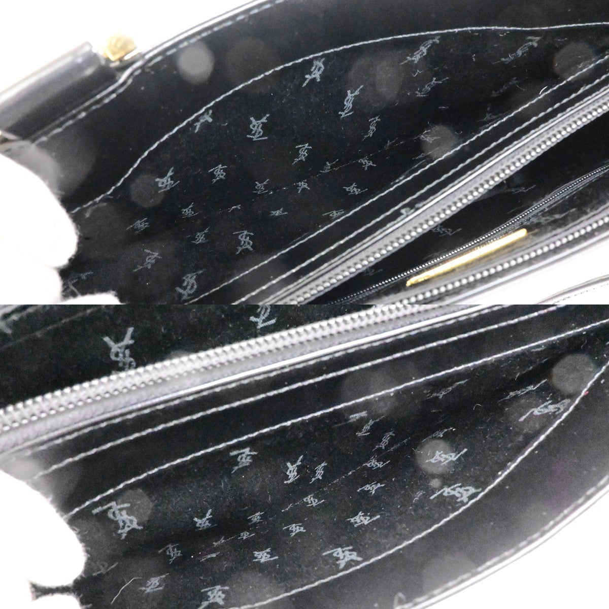YVES SAINT LAURENT YSL Logo Shoulder Bag Leather Black Gold GHW 39YG825