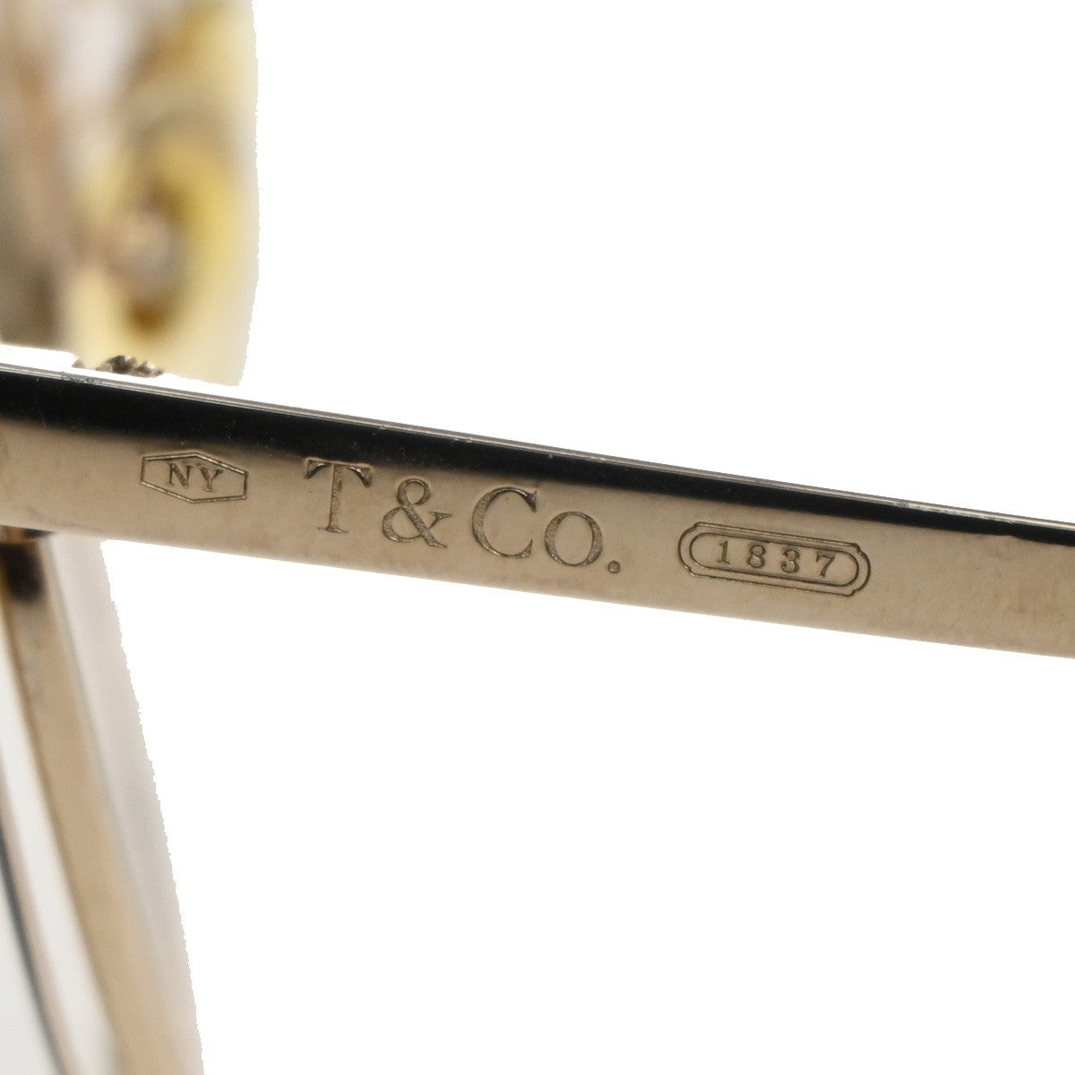 TIFFANY&CO. 1837 Reading Glasses Eye Wear Metal Plastic Gold Blue 07CA414