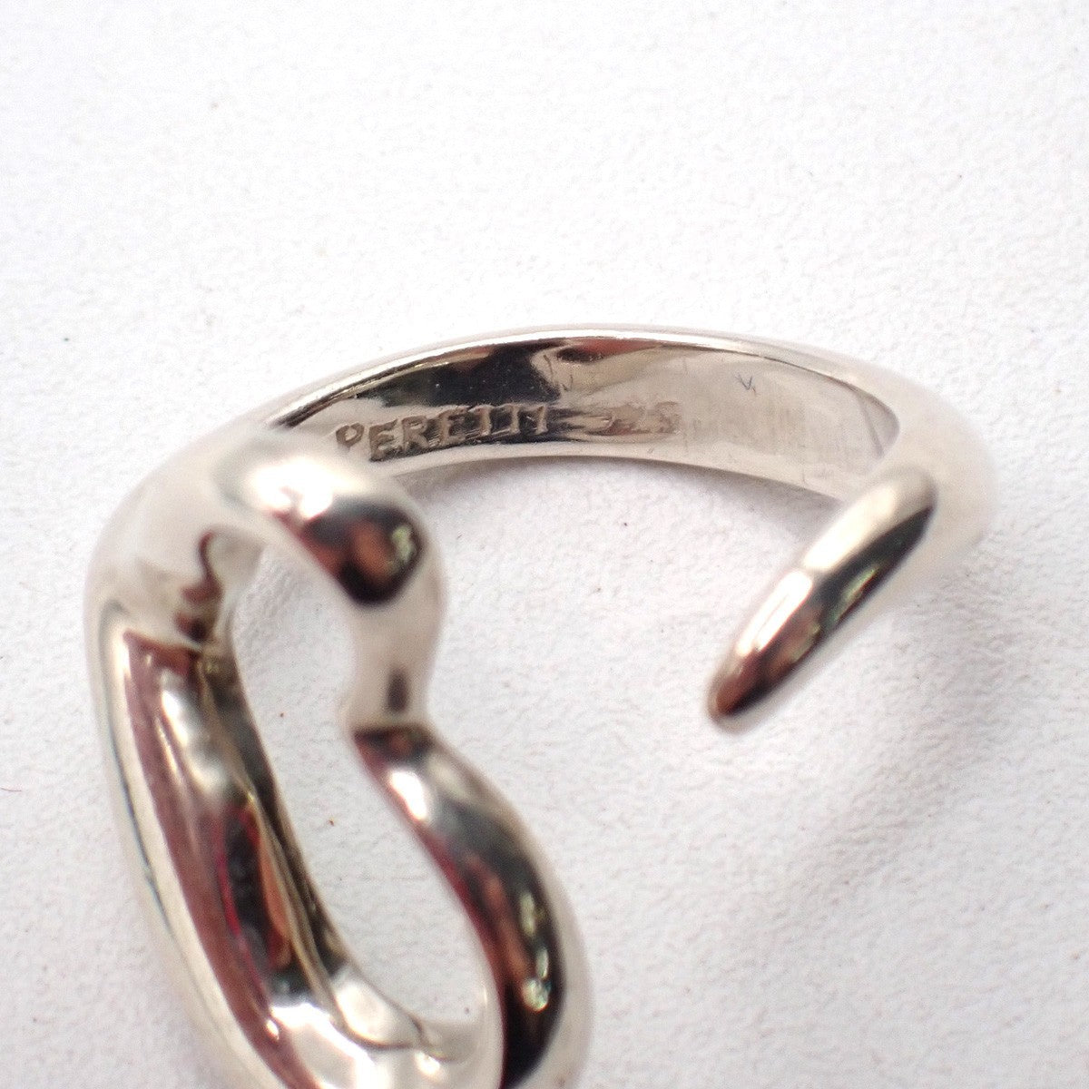 Tiffany & Co. Logo Open Heart  Elsa Peretti Ring US Size 6 Silver Ag 925 09KP564