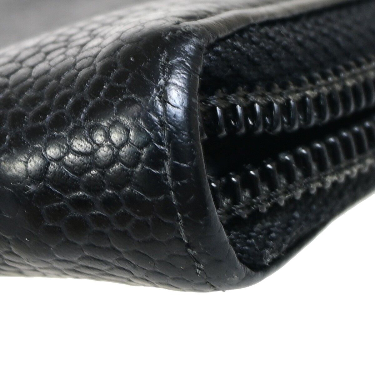 CHANEL CC Long Zip Around  Wallet Purse Caviar Skin Leather Black GHW 04FA616