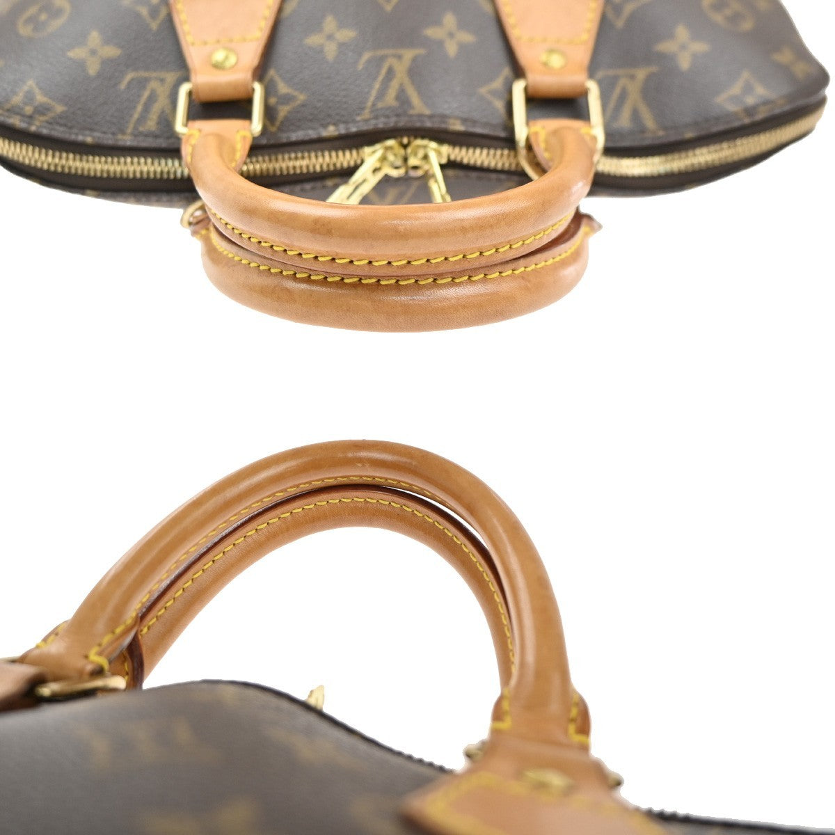 LOUIS VUITTON LV Logo Alma Hand Bag Monogram Leather Brown France M51130 76MA230