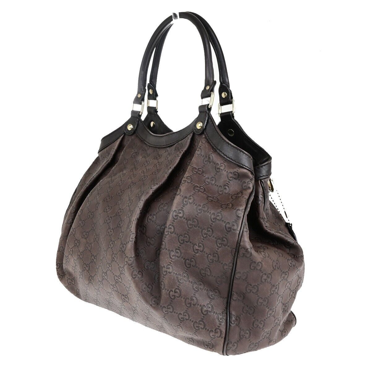 GUCCI Logo Guccissima Sukey GG Pattern Shoulder Bag Leather Brown GHW 83EC987