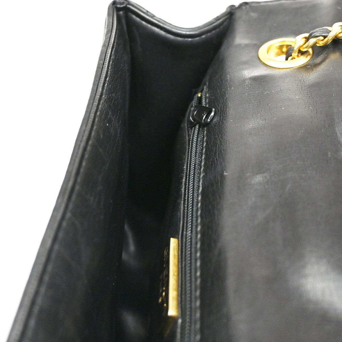 GIVENCHY Logo Chain Shoulder Hand Bag Leather Black GHW 67CA565