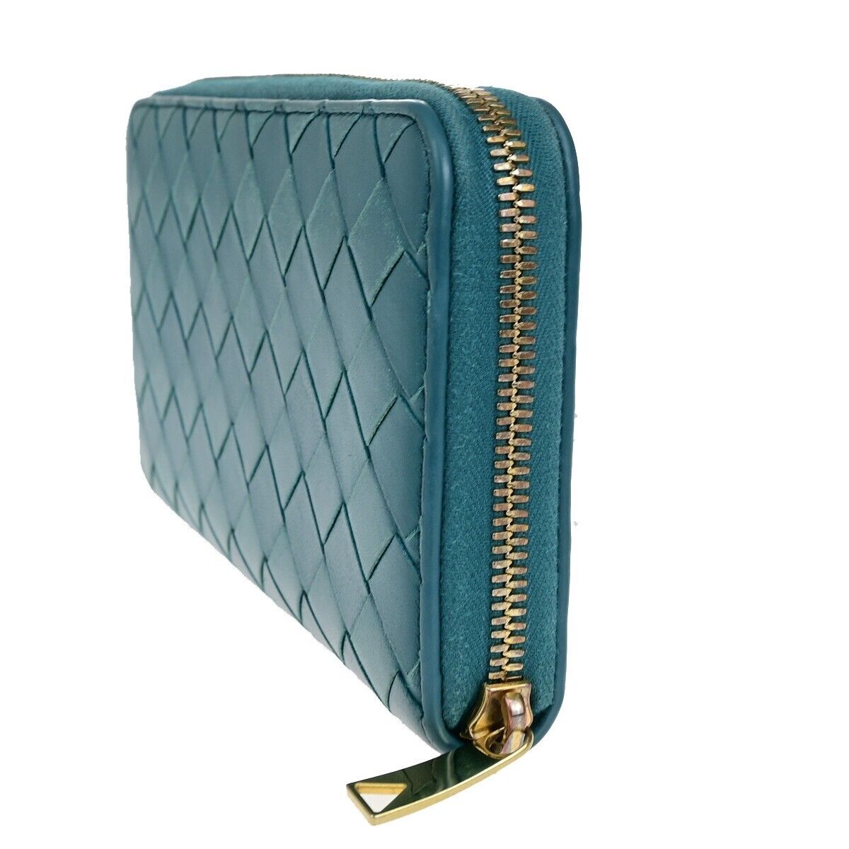 BOTTEGA VENETA Intrecciato Zipper Around Long Wallet Leather Green GHW 63EC896