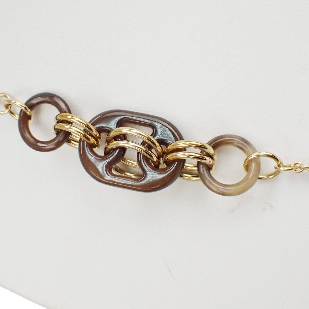 HERMES Logo Eurydice Chain Necklace Pendant Gold France Accessory 11RJ102