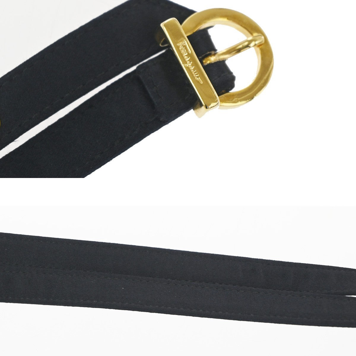 SALVATORE FERRAGAMO Vara Mini 2Way Shoulder Hand Bag Satin Leather Black 67KP506