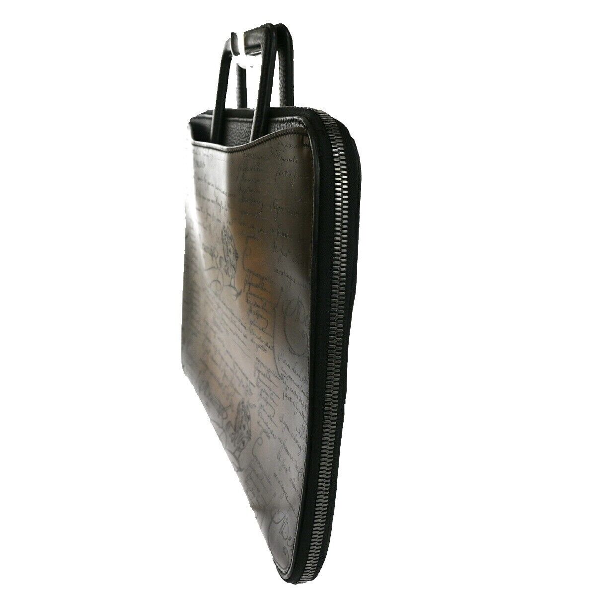 BERLUTI Lift Calligraphy 2Way Briefcase Clutch Hand Bag Leather Brown BK 44RH278