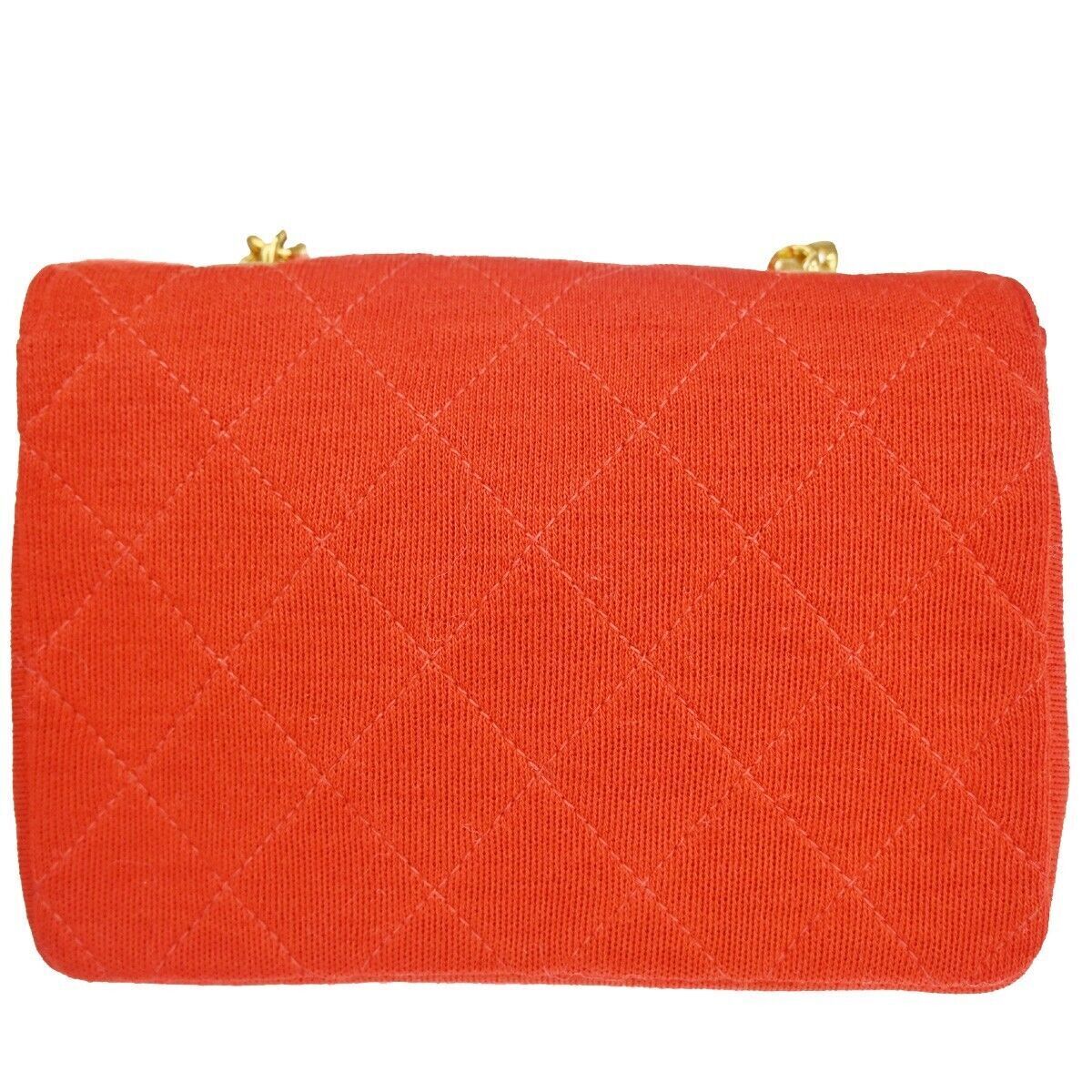 CHANEL CC Logo Mini Matelasse Chain Shoulder Bag Canvas Leather Red 653RH002