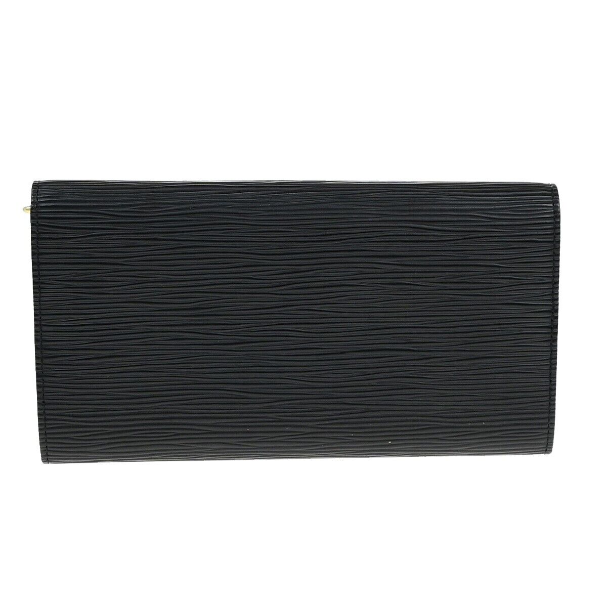 LOUIS VUITTON Logo Pochette Credit Long Wallet Epi Leather Black M63572 63EE080