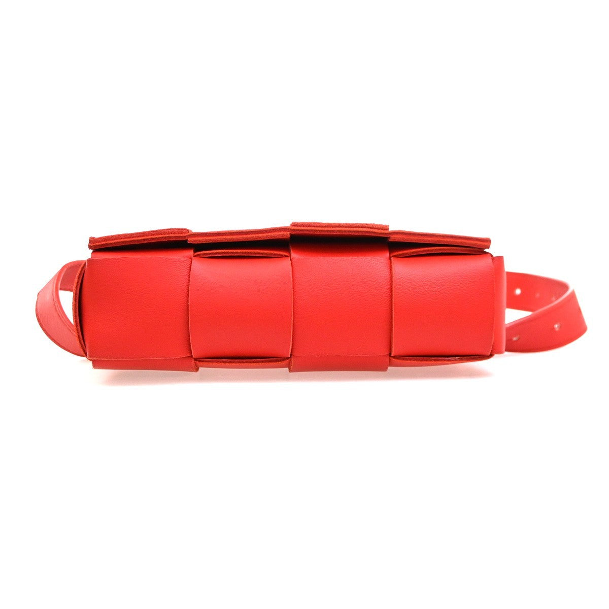 BOTTEGA VENETA Logo Cassette Maxi Intrecciato Bum Bag Leather Red Italy 91RQ040