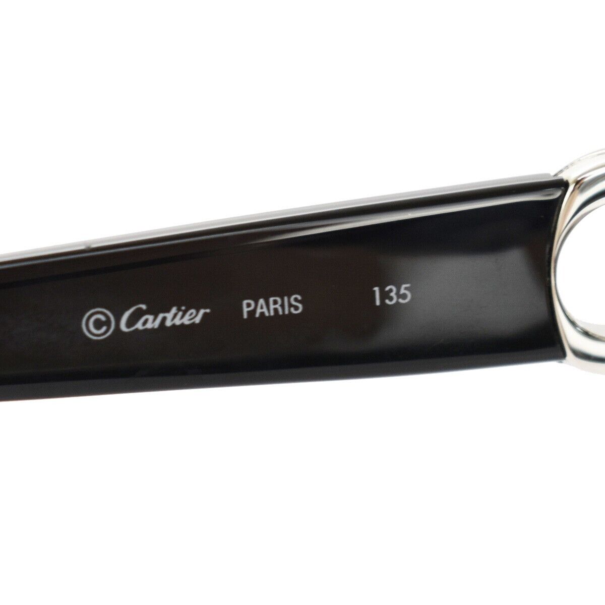 CARTIER Logo Sunglasses Eye Wear Metal Plastic Black Silver 09YD473