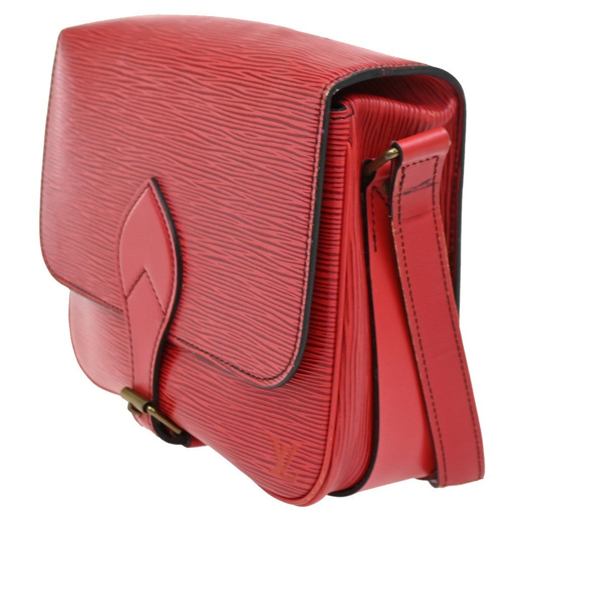LOUIS VUITTON LV Cartouchiere Shoulder Bag Epi Leather Red Gold M52247 83DA247