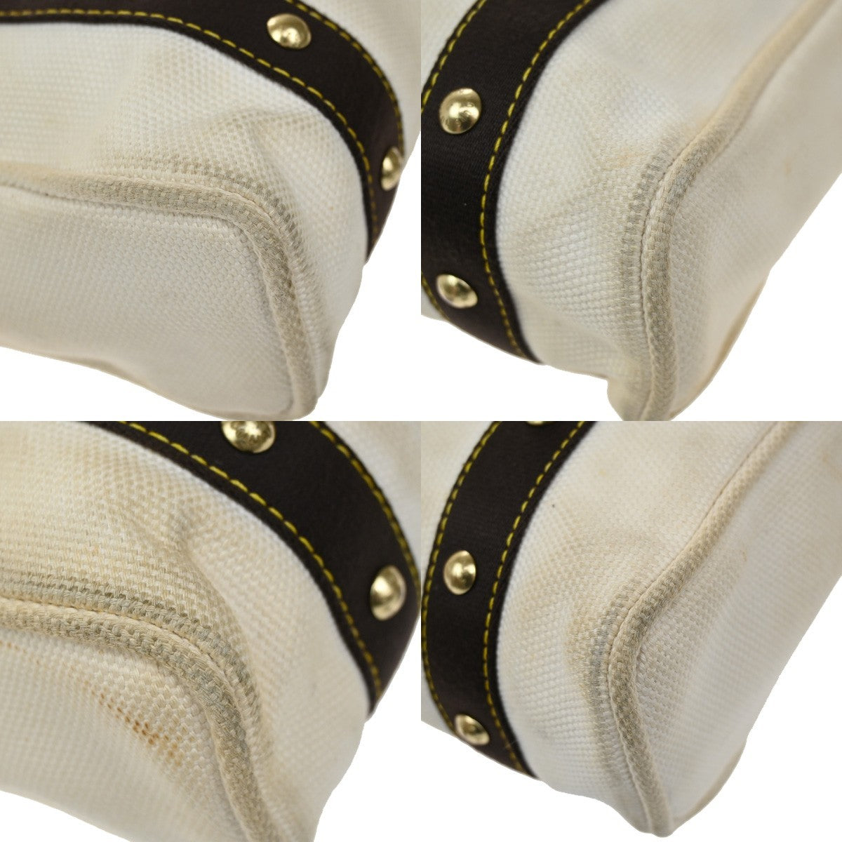 LOUIS VUITTON Cabas MM Shoulder Bag Antigua Canvas Leather White M40036 62KB503