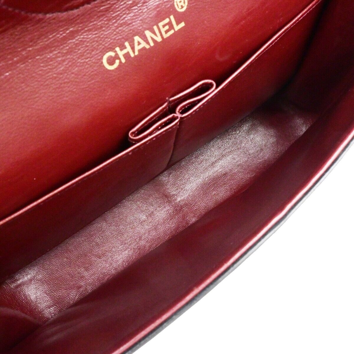 CHANEL CC Matelasse 25 Double Flap Chain Shoulder Bag Leather Black VTG 654RF208