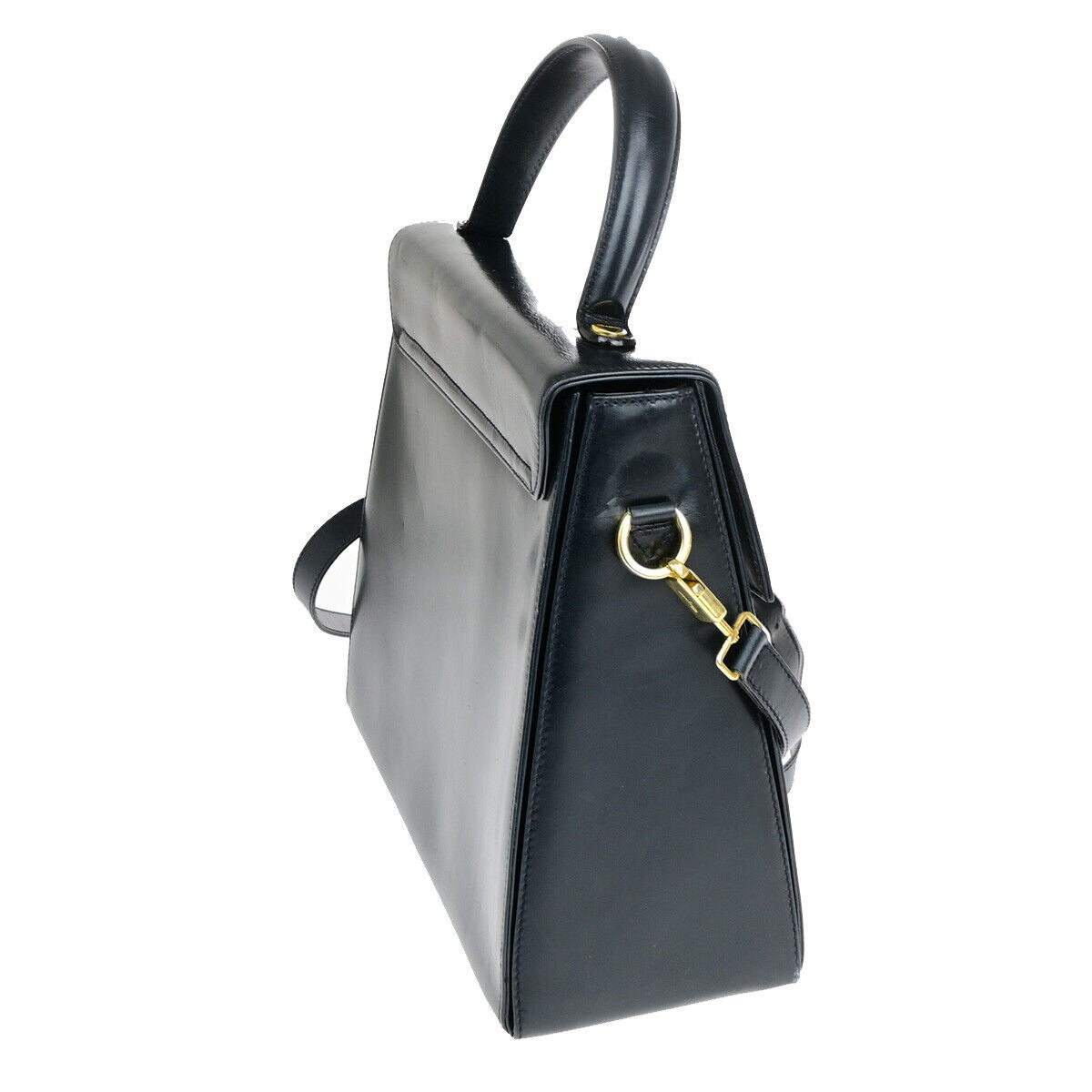 SALVATORE FERRAGAMO Logo Gancini 2Way Shoulder Hand Bag Leather Blue GHW 34YF576