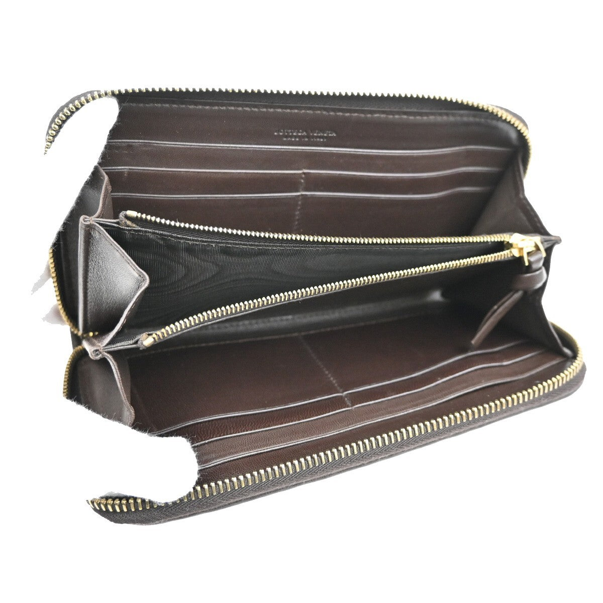 BOTTEGA VENETA Logo Intrecciato Long Zipper Around Wallet Leather Brown 65EE345