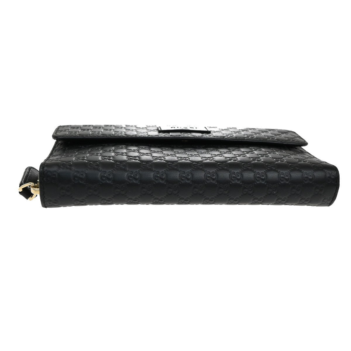 GUCCI Logo Guccissima GG Pattern Long Zipper Wallet Leather Black Gold 65FC165