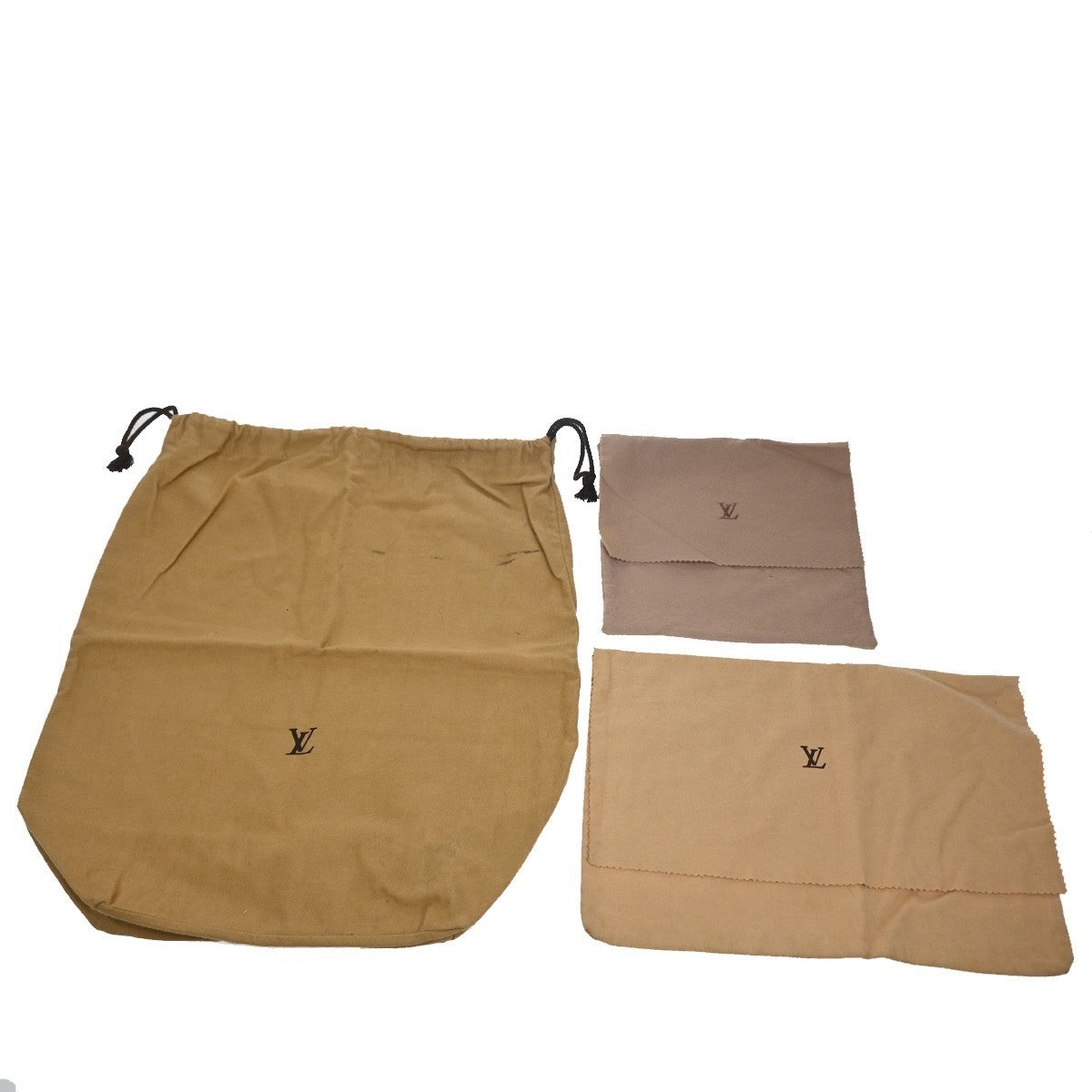 LOUIS VUITTON Logo 10 Set Drawstring Dust Bag Canvas Cotton Beige Brown 09YH866