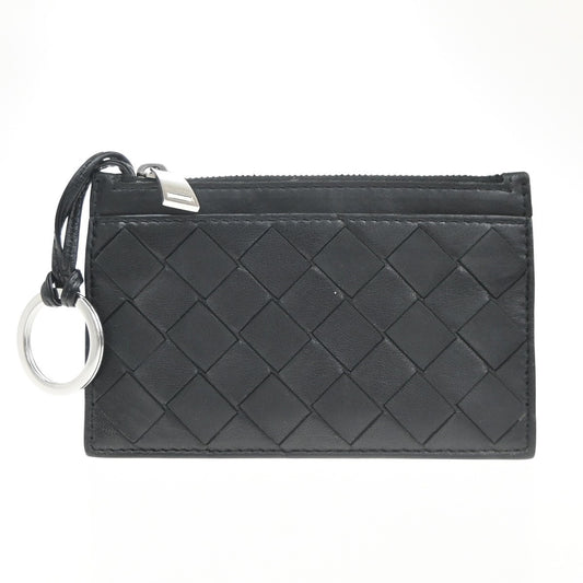 BOTTEGA VENETA Logo Intrecciato Coin Case Wallet Leather Black Italy 65KC669